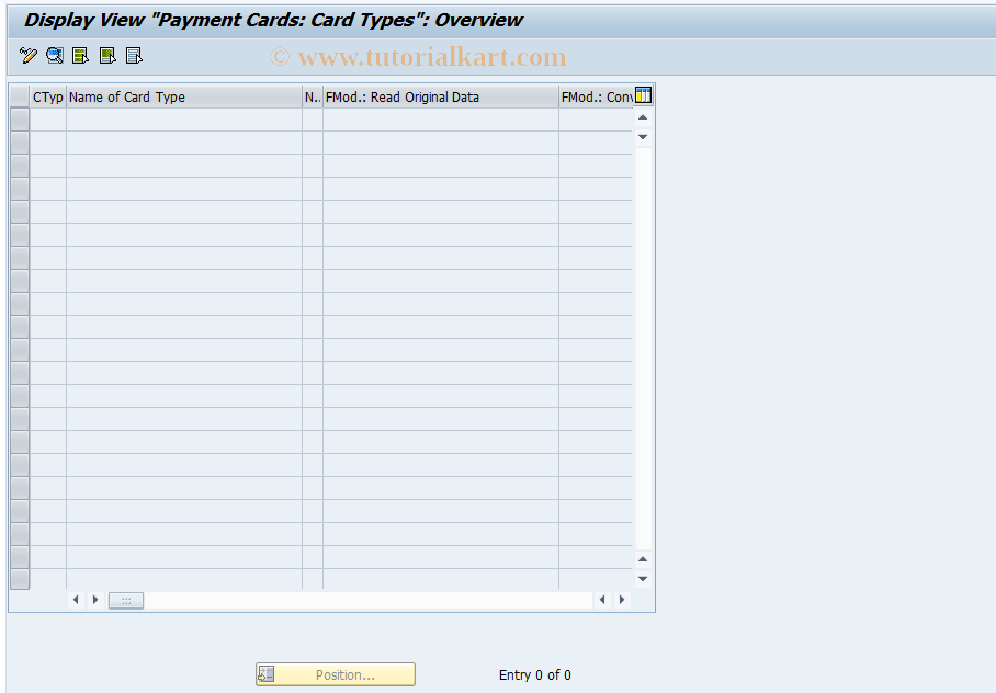 SAP TCode CRO0 - Display Card Types