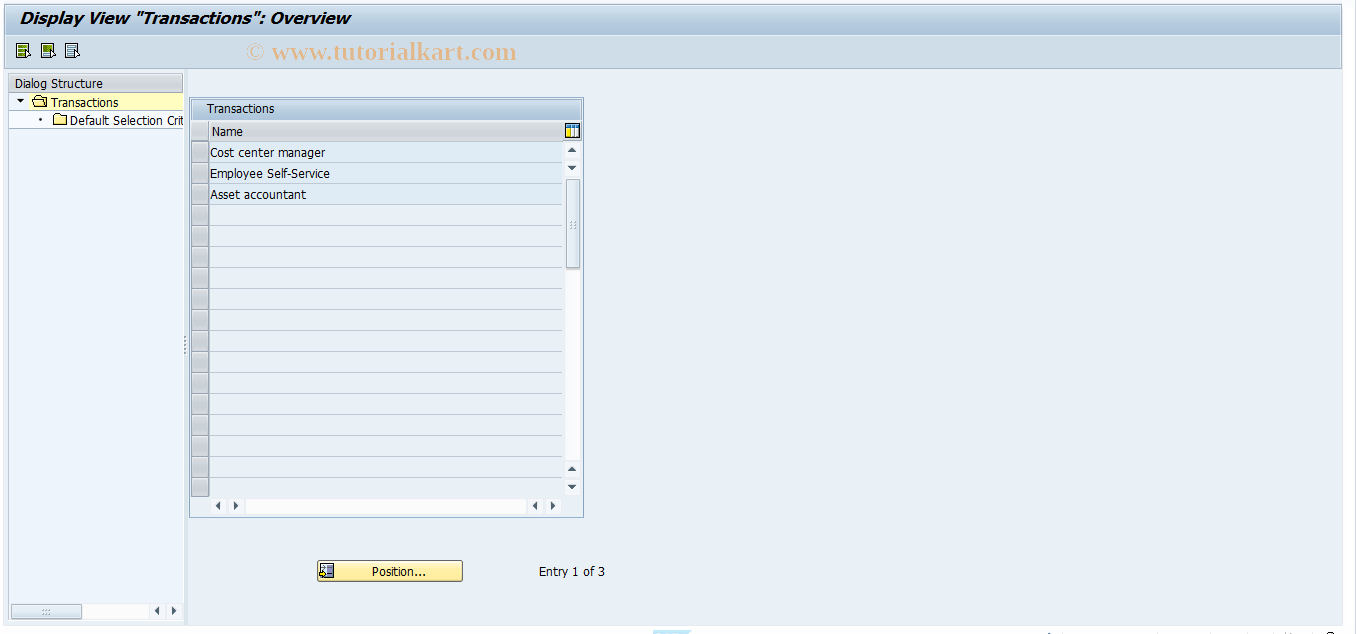 SAP TCode CUSTSELDEF_FIAA - Selection Tool Default Criteria /CUS