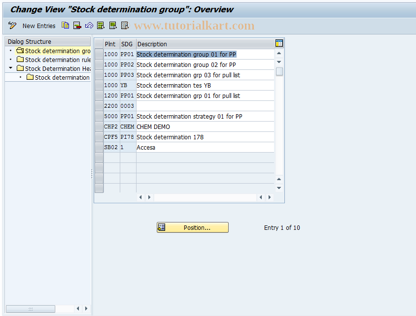 DI 0PCS3 SAP Tcode Customizing Stock Determ In PM CS Transaction Code