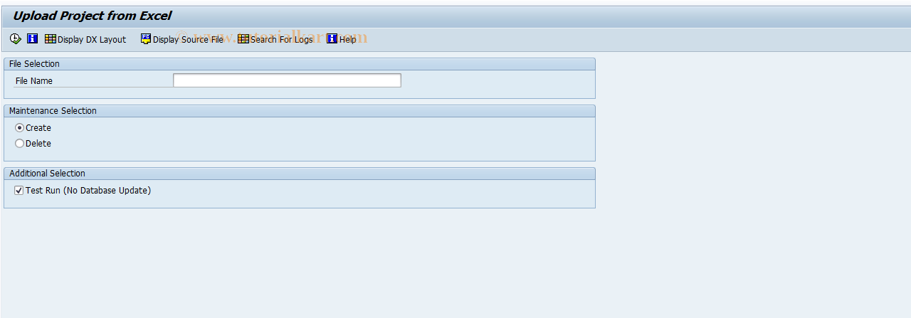 SAP TCode DPR_DX_PROJECT - Upload Excel data to Project Mgmt.