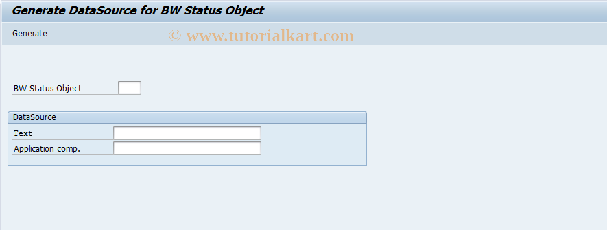 SAP TCode DPR_D_GEDA - Generate DataSource for BW Status Obj