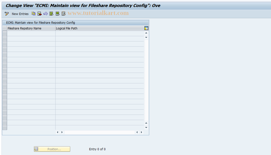 SAP TCode ECM_FS_CONFIG - ECMI: Fileshare Repository Config