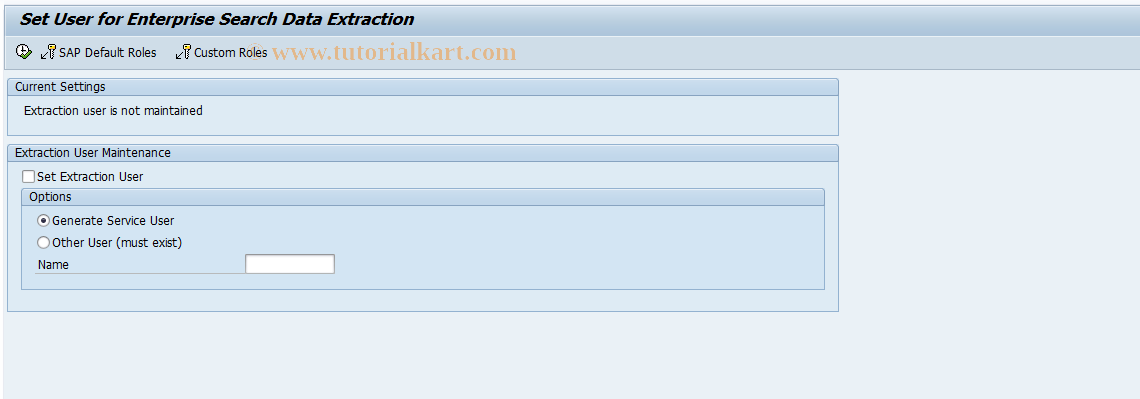 SAP TCode ESH_EXTR_USER - ESH Set Extraction User for Indexing