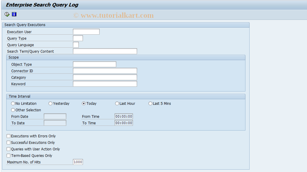 SAP TCode ESH_QUERY_LOG - Enterprise Search Query Log