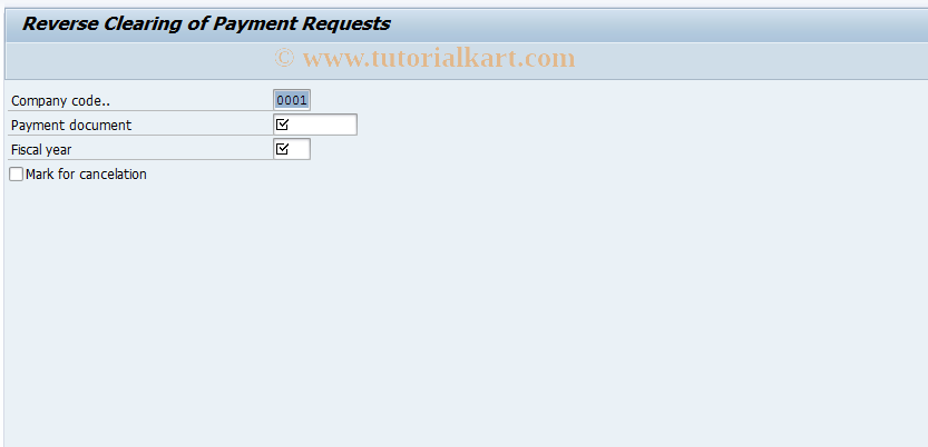 SAP TCode F8BW - Reset Cleared Items: Payt Requests
