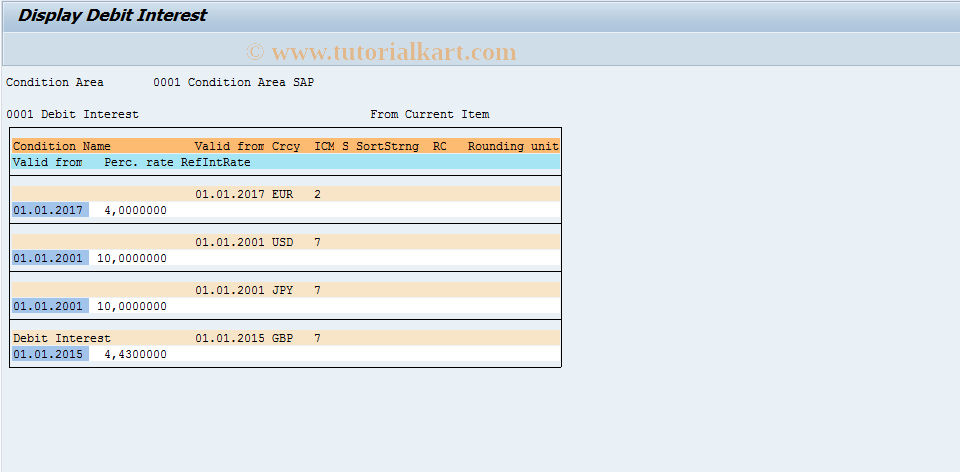 SAP TCode F983 - Display General Conditions