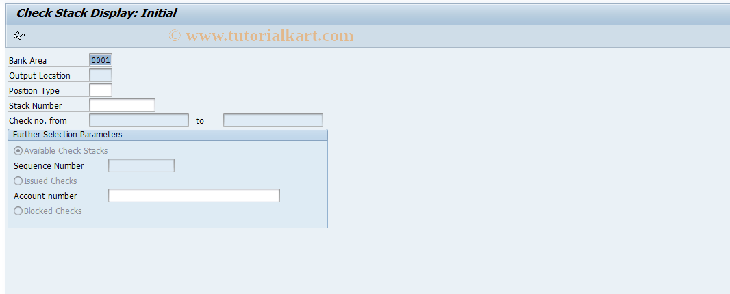 F9A20 SAP Tcode Display Check Stack Transaction Code