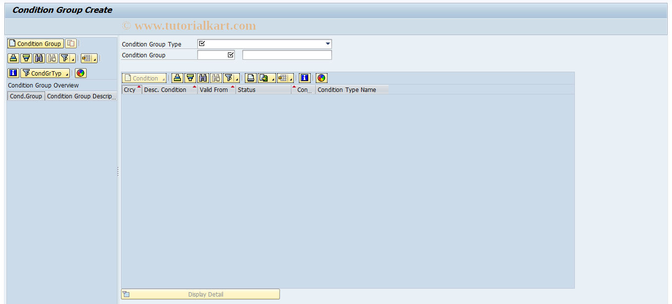 SAP TCode F9COGR1 - Create Condition Group