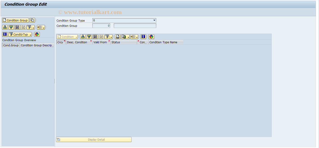 SAP TCode F9COGR2 - Edit Condition Group