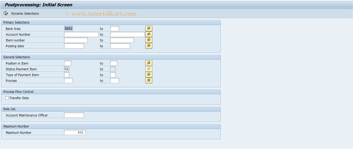 SAP TCode F9I8 - Postprocess Payment Item