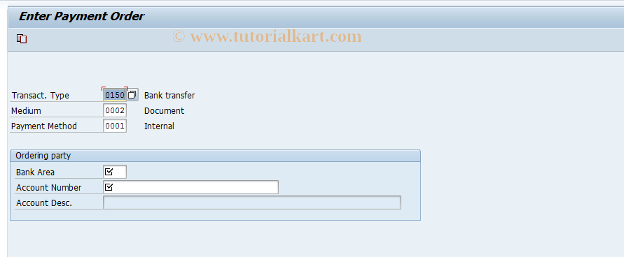 SAP TCode F9IC - Create Payment Order Former Account