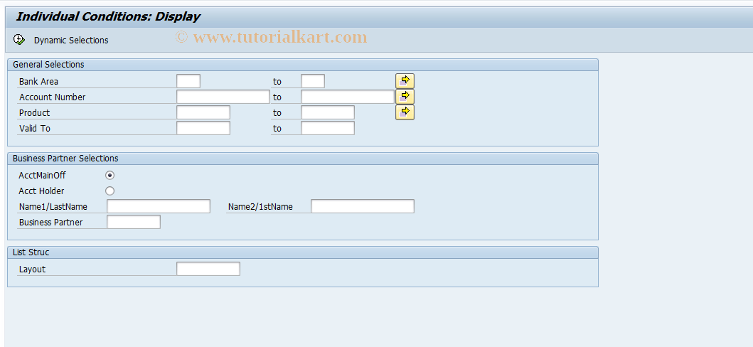 SAP TCode F9INDCONDDISP - Display Individual Conditions