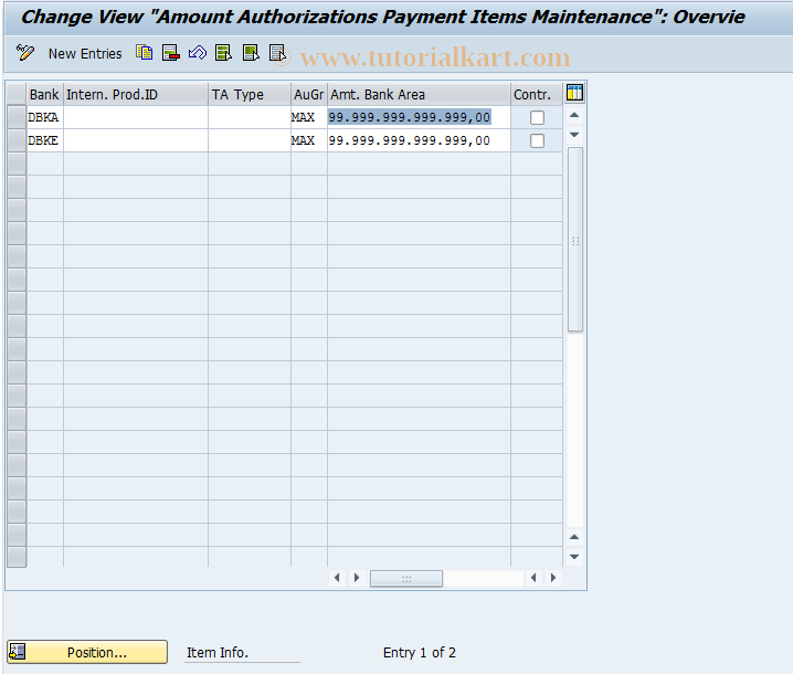 SAP TCode F9ITAUTH - BCA: Amount Authorization for Item