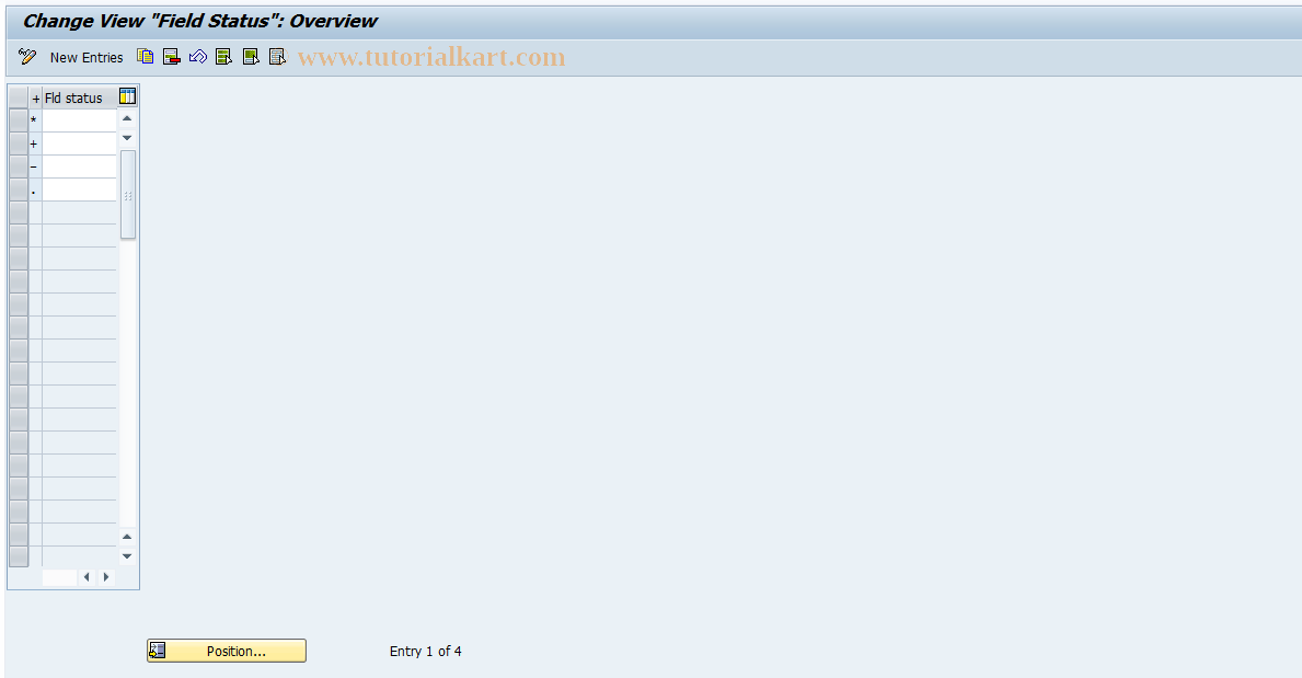 SAP TCode F9M01 - S Table: Field Status Maintenance