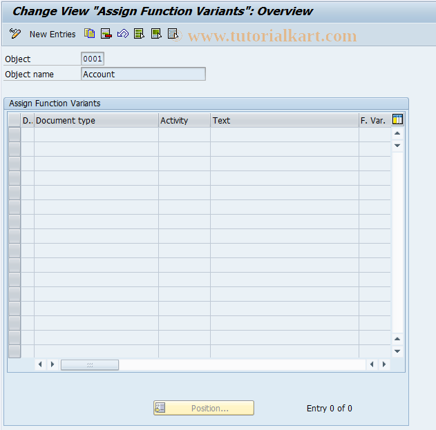 SAP TCode F9M03 - Assign Function Variants