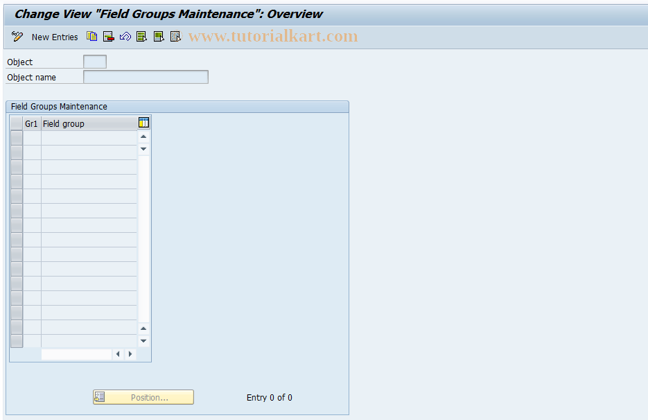 SAP TCode F9M04 - Field Groups per Object