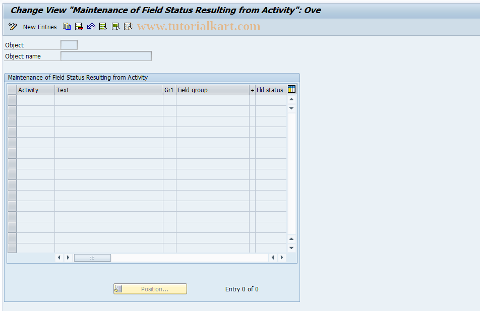 SAP TCode F9M05 - Field Status per Activity