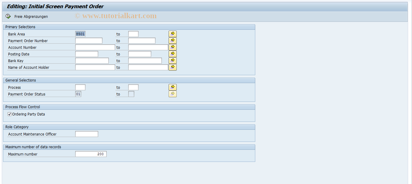 SAP TCode F9OH - Postprocess Payment Order