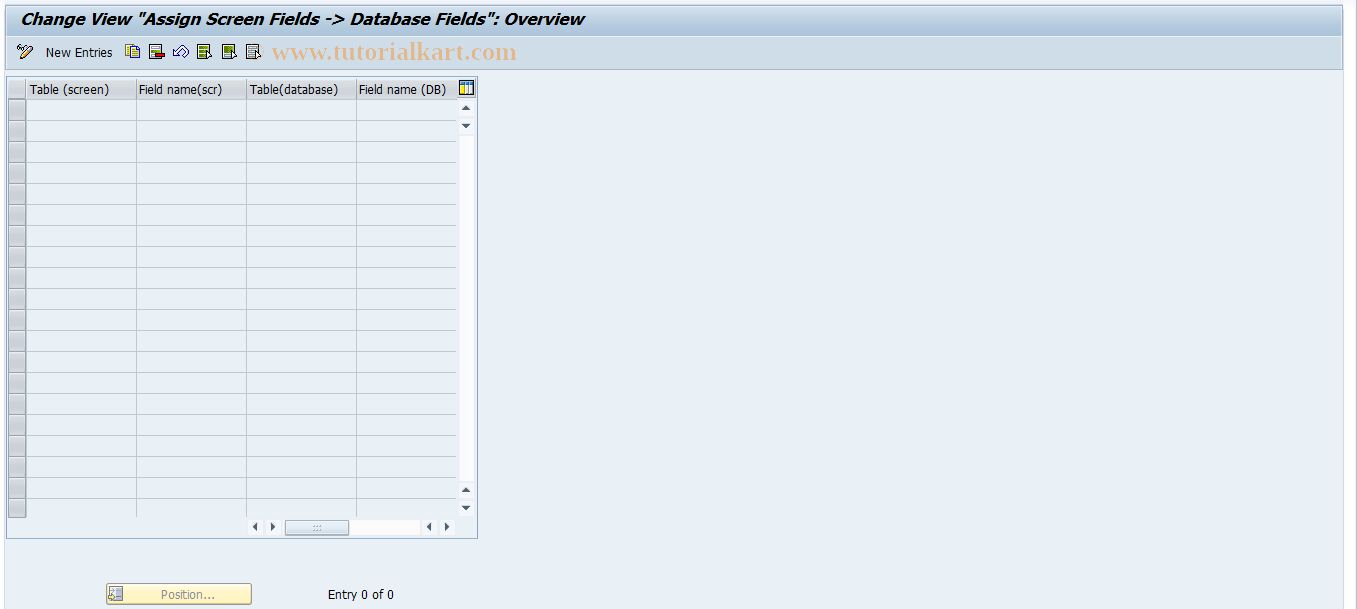 SAP TCode F9SS - PAOR Control: Scrn.Field.<-> DB Field