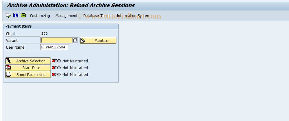 SAP TCode F9TC - Reloading Payment Items