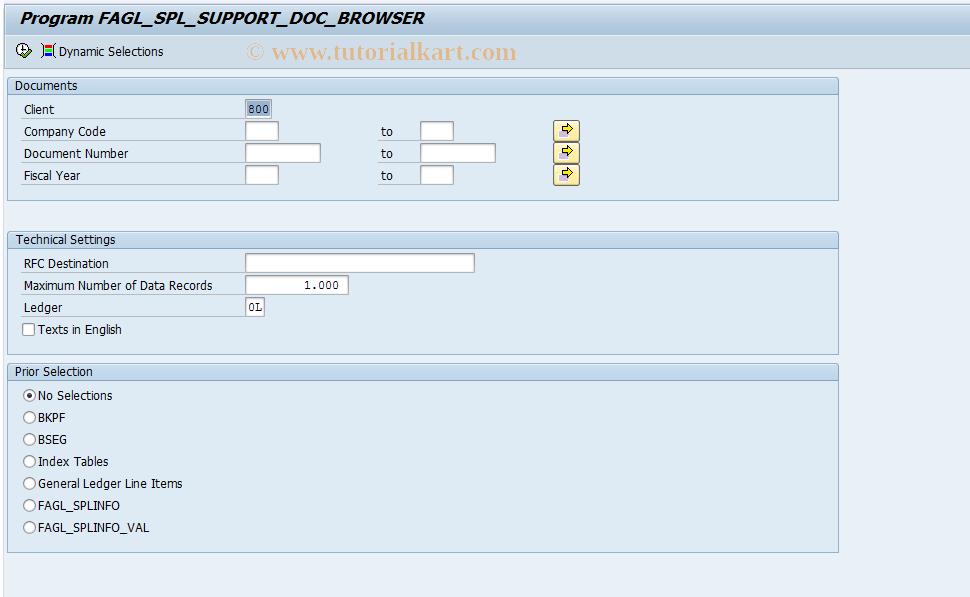 FAGL SUP DOCS SAP Tcode FI Document Browser Transaction Code