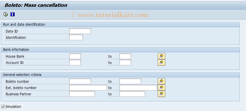 SAP TCode FBO1C - Boleto: Mass cancellation