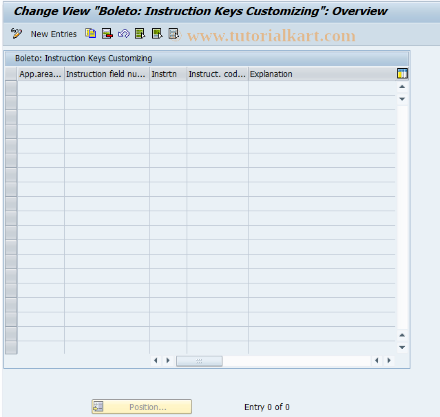 SAP TCode FBOLCODE - Boleto: Instruction code and keys