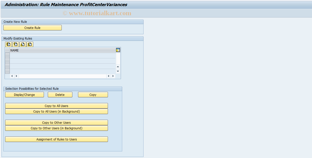 SAP TCode FCOM_RULE_RBV - Rule for Project Variances