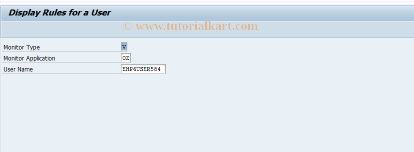 SAP TCode FCOM_RULE_USER_OZV - Display Rule for a User