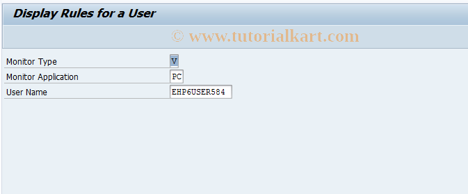 SAP TCode FCOM_RULE_USER_PCV - Display Rule for a User