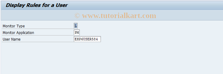 SAP TCode FCOM_RULE_USER_PML - Display Rule for a User