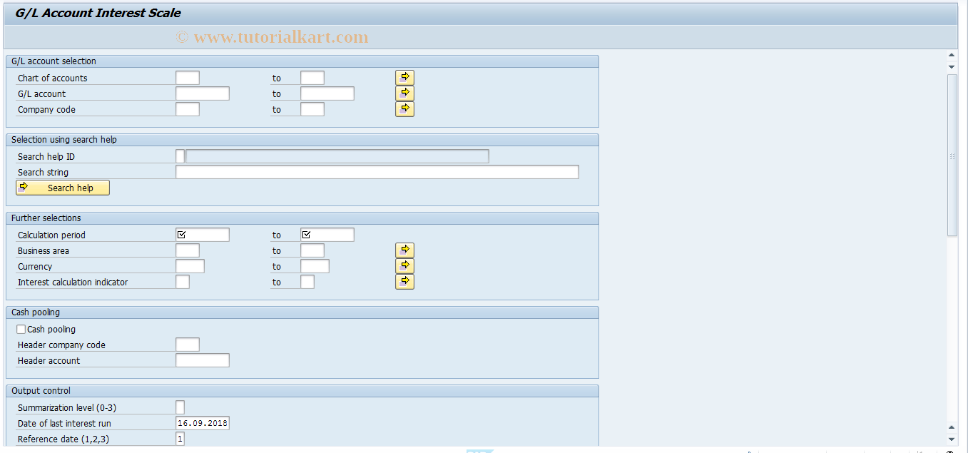 SAP TCode FF_1 - Standard G/L Account Interest Scale