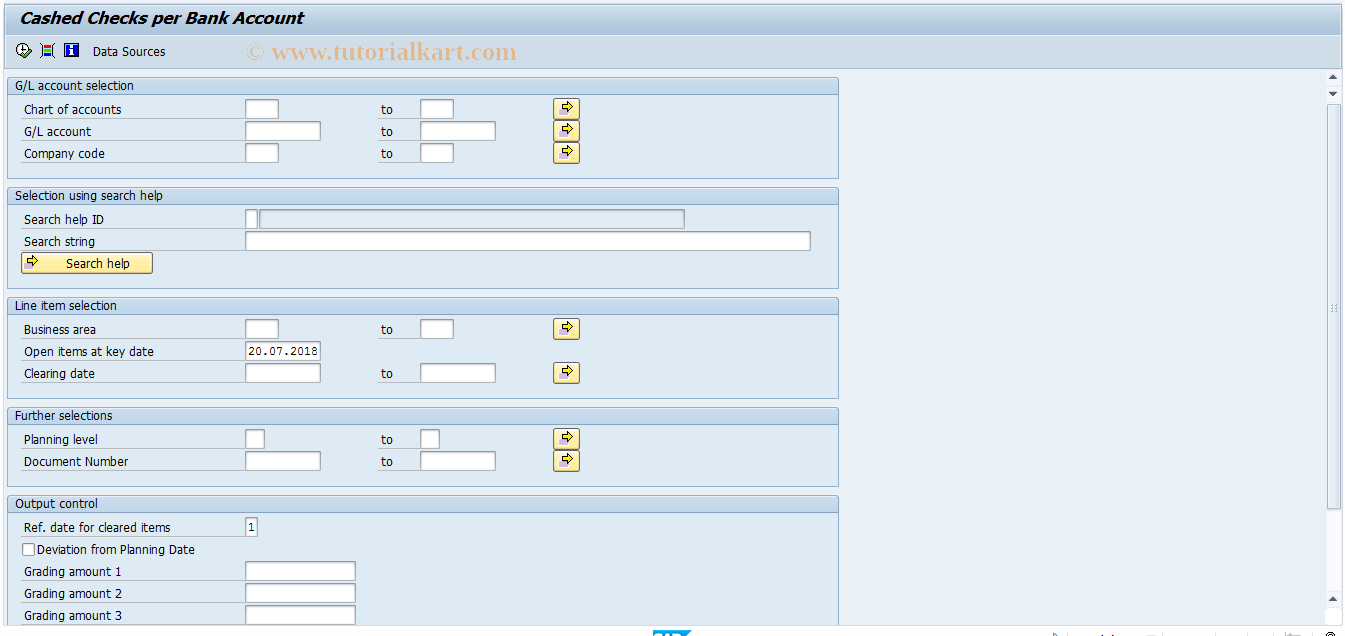 SAP TCode FF_3 - G/L Account Cashed Checks