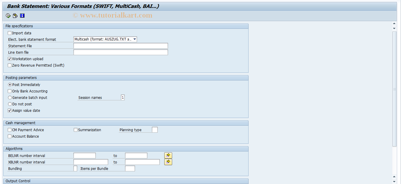 SAP TCode FF_5 - Import Electronic Bank Statement