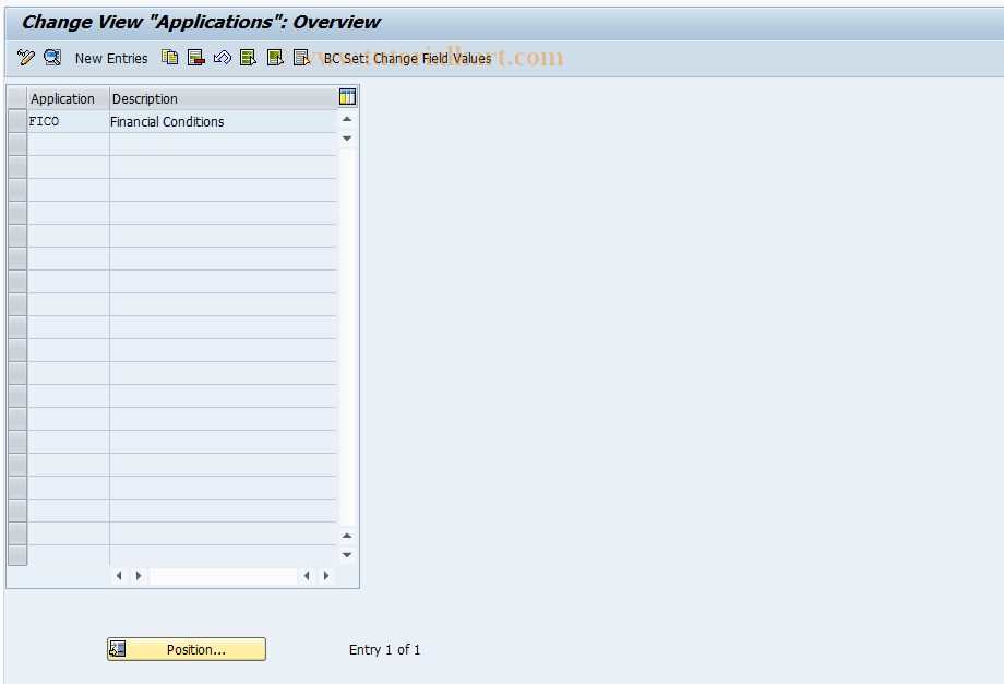 SAP TCode FICOBDT01 - FICO Configuration - BDT - Applications