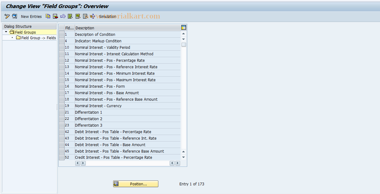 SAP TCode FICOBDT02 - FICO Configuration - BDT - Field Groups