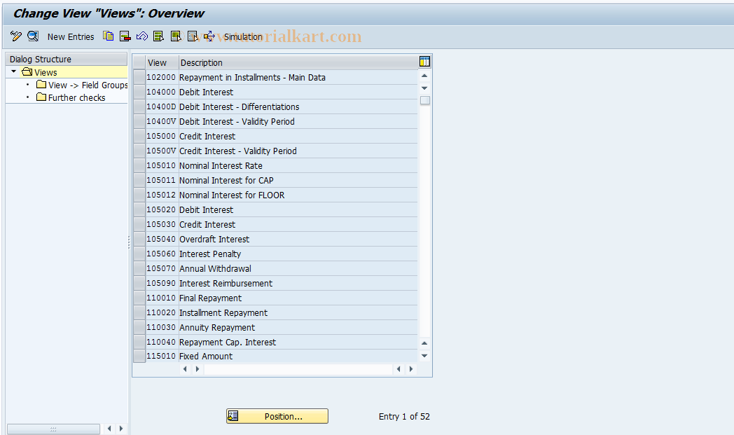 SAP TCode FICOBDT03 - FICO Configuration - BDT - Views