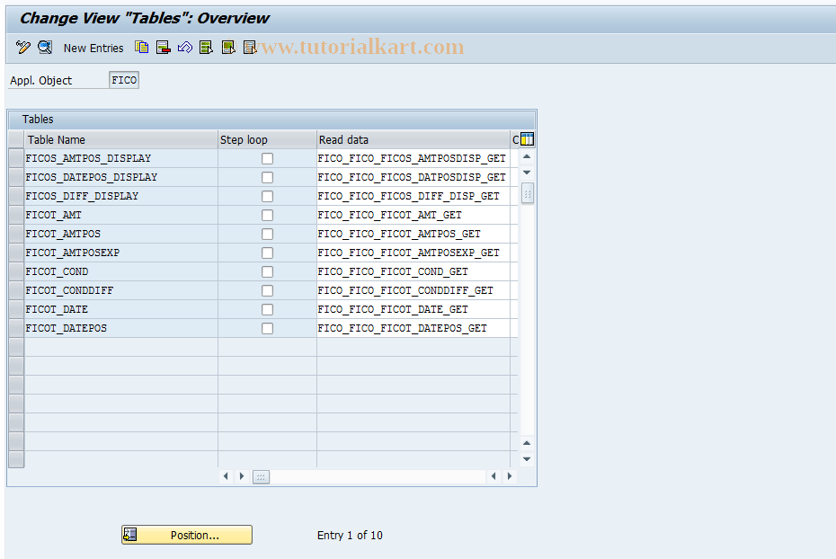 SAP TCode FICOBDT16 - FICO Configuration - BDT - Tables