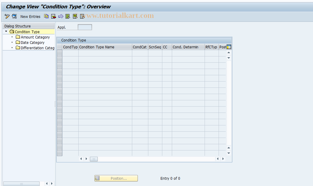 SAP TCode FICOBDT_31 - Define Condition Type