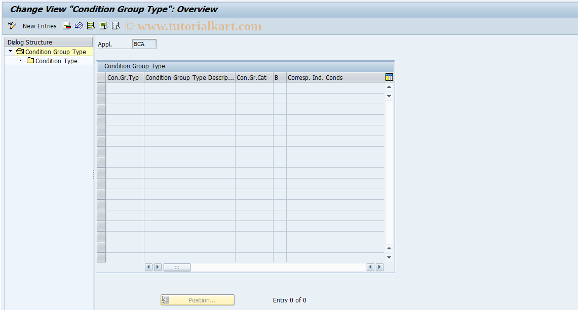 SAP TCode FICO_CG - Define Condition Group Type