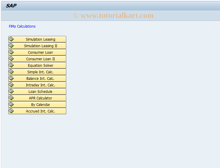 SAP TCode FIMA - Financial Calculations