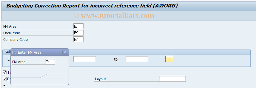 SAP TCode FMABP_COR_AWORG - ABP cor. for follow on document