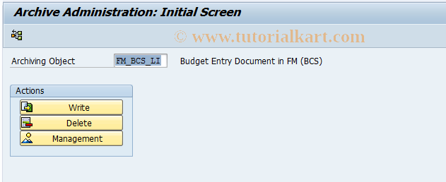SAP TCode FMAR_BCS_LI - Archive Budget Line Item (BCS)