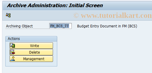 SAP TCode FMAR_BCS_TT - Archive Budget Totals Records (BCS)