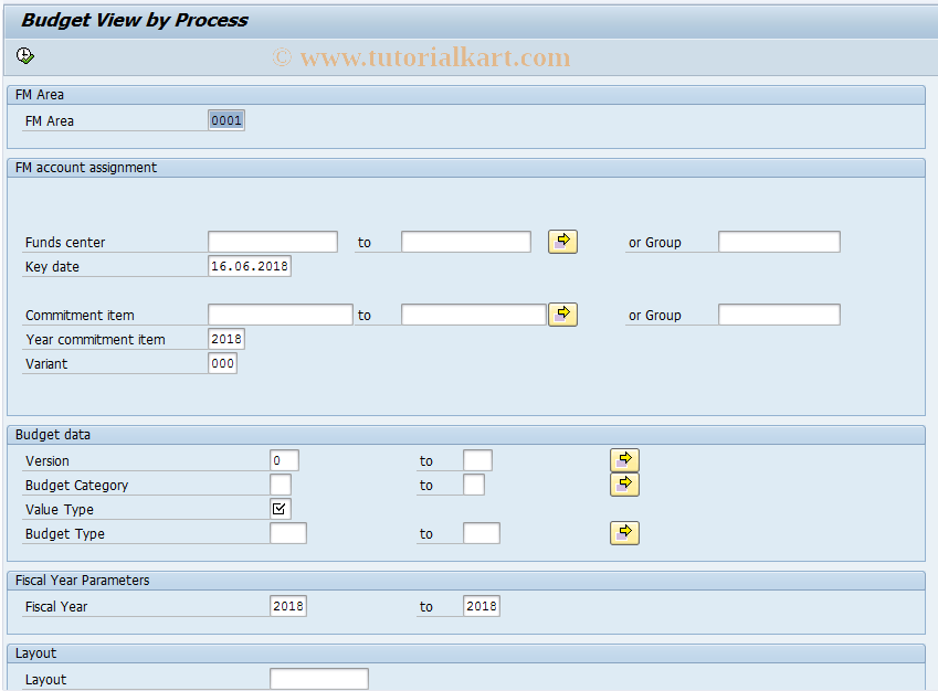 FMB B02 SAP Tcode Budget View By Process Transaction Code