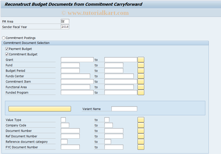 SAP TCode FMCCF_CORR - Correct Budget From CCF