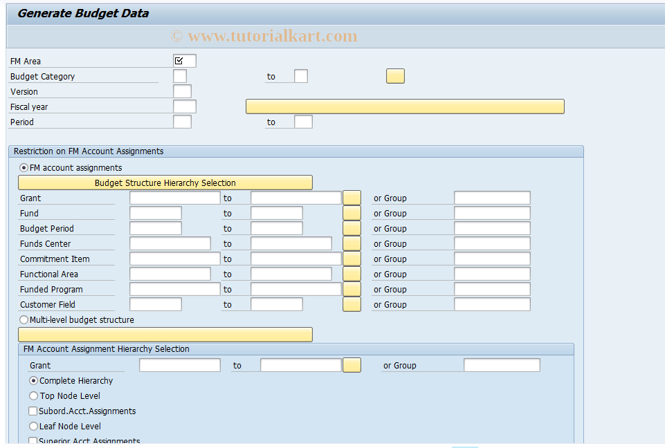 SAP TCode FMCYLOADN - Copy budget data (load)