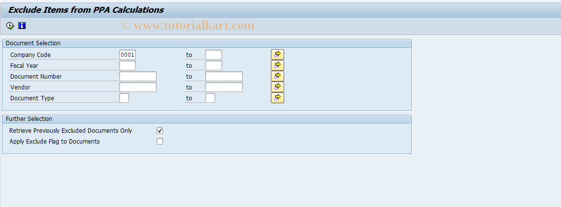 SAP TCode FMFG_EXCLUDE_INVOICE - Exclude Invoice from PPA Calculation