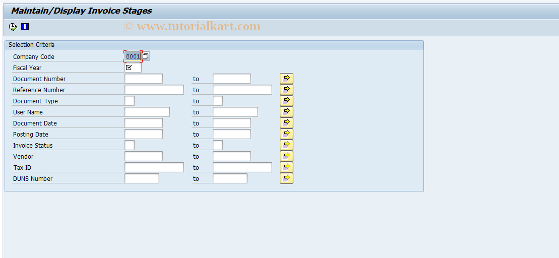 SAP TCode FMFG_INVSTAT - Maintain Invoice Statuses