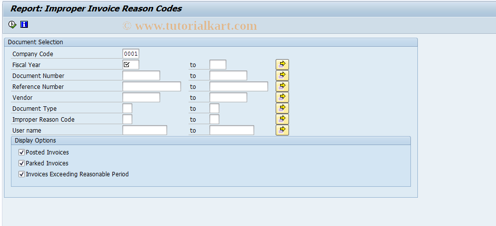 SAP TCode FMFG_REASON_CODE - Improper Reason Code Report